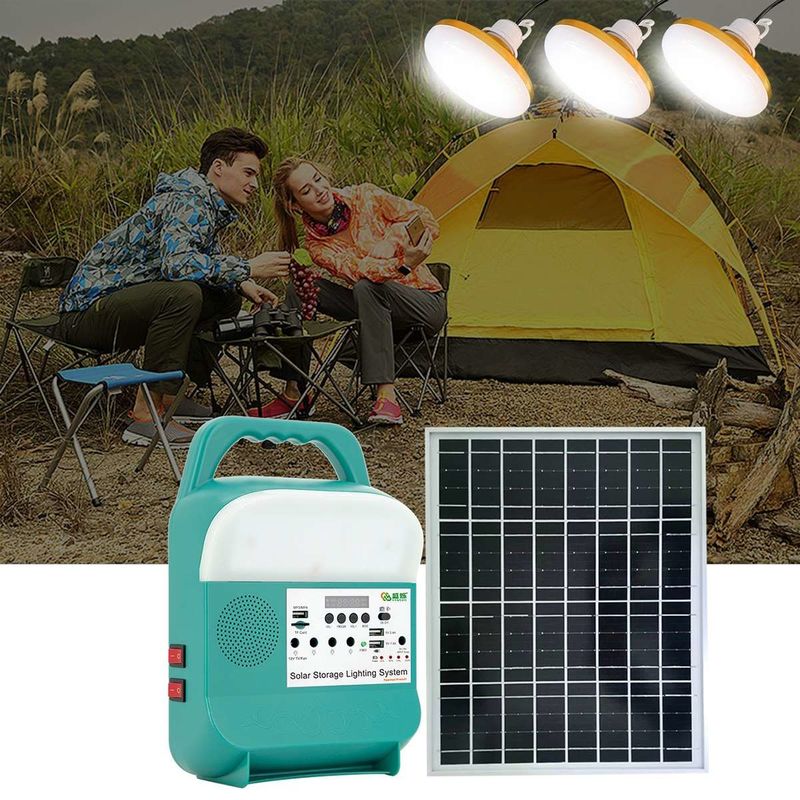घर और बाहर के लिए एनर्जी स्टोरेज सोलर रिचार्जेबल लाइट सिस्टम 12V किट