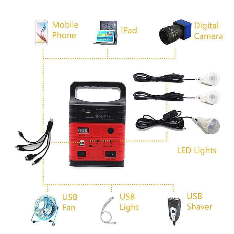 8000mAh पोर्टेबल सोलर पावर जनरेटर किट नीली सौर आपातकालीन रोशनी 10w 6v सौर पैनल के साथ
