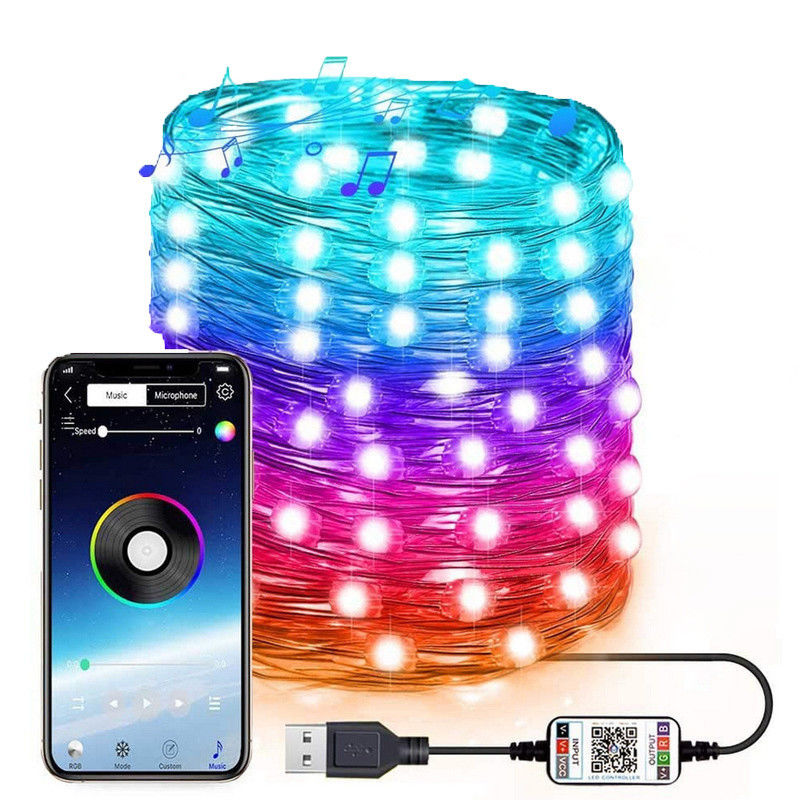 IP65 USB 6lm सोलर डेकोरेटिव लाइट्स सोलर पावर्ड स्ट्रिंग गार्डन लाइट्स