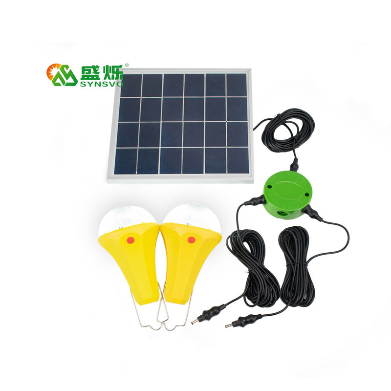 सीई आरओएचएस 10W 5V 2pcs * मोनो सौर पैनल के साथ 3W बल्ब सौर लाइट किट