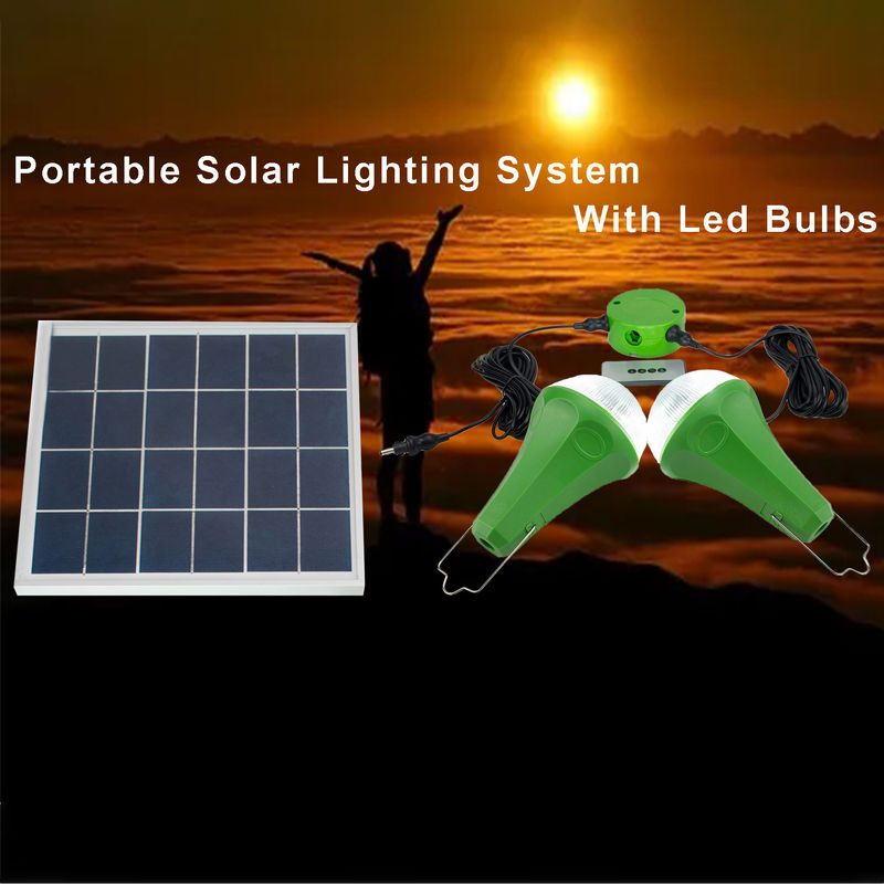 सीई आरओएचएस 10W 5V 2pcs * मोनो सौर पैनल के साथ 3W बल्ब सौर लाइट किट