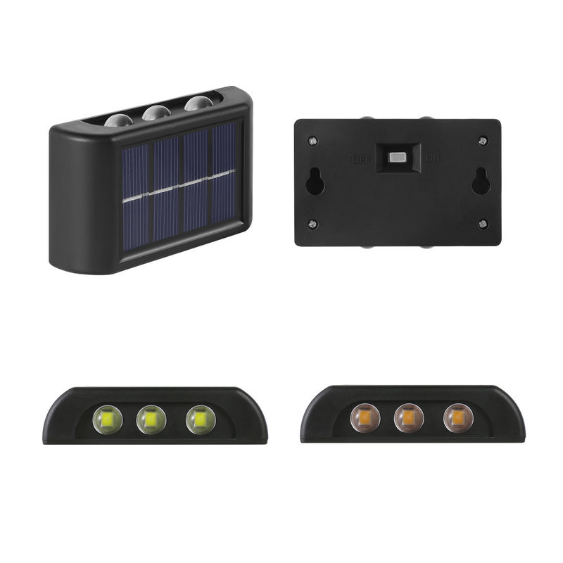 ग्लोइंग वाटरप्रूफ एटमॉस्फियर वॉल लाइट 600mah सोलर एलईडी आउटडोर डेकोरेटिव गार्डन